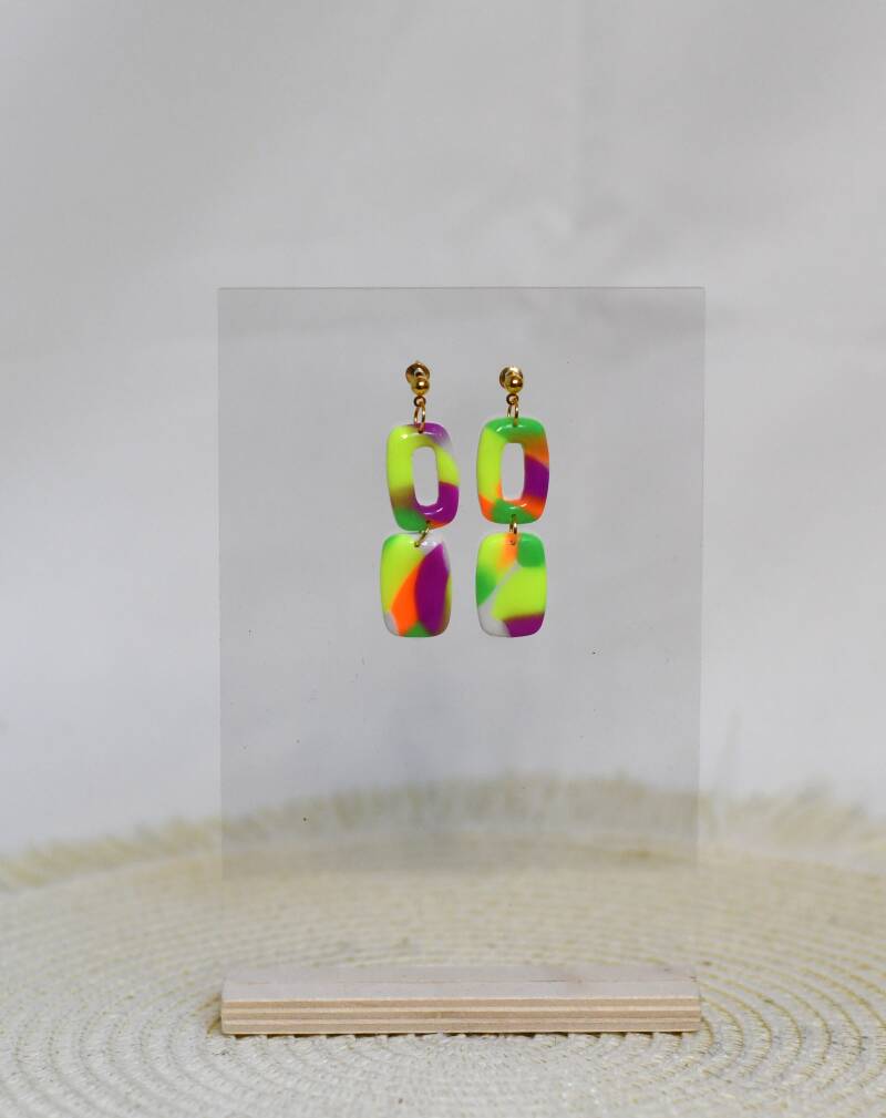 Alexia 🔥 handgemaakte Neon Oorbellen – Kleurrijk & Uniek