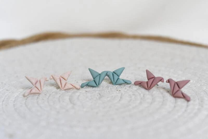 Skye - Origami Vogel Oorbellen Pastel
