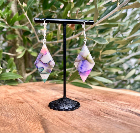 Anaïs - Handgemaakte transparante oorbellen met alcohol inkt