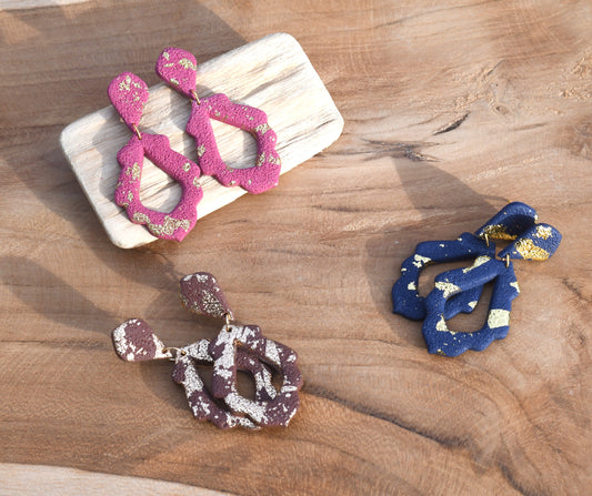 handgemaakte Siena statement oorbellen met bladgoud – Nova by Evi