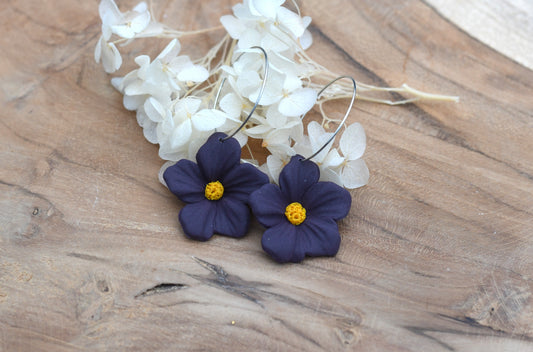 Viola Soleil - Paarse Bloemoorbellen (Dangle en Mini Studs)