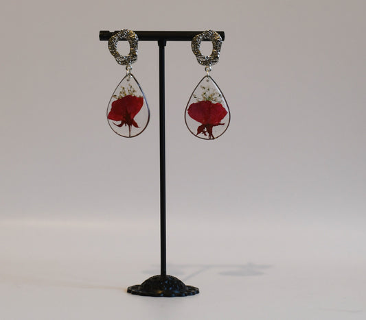 Valérie – rode bloem in zilveren druppel