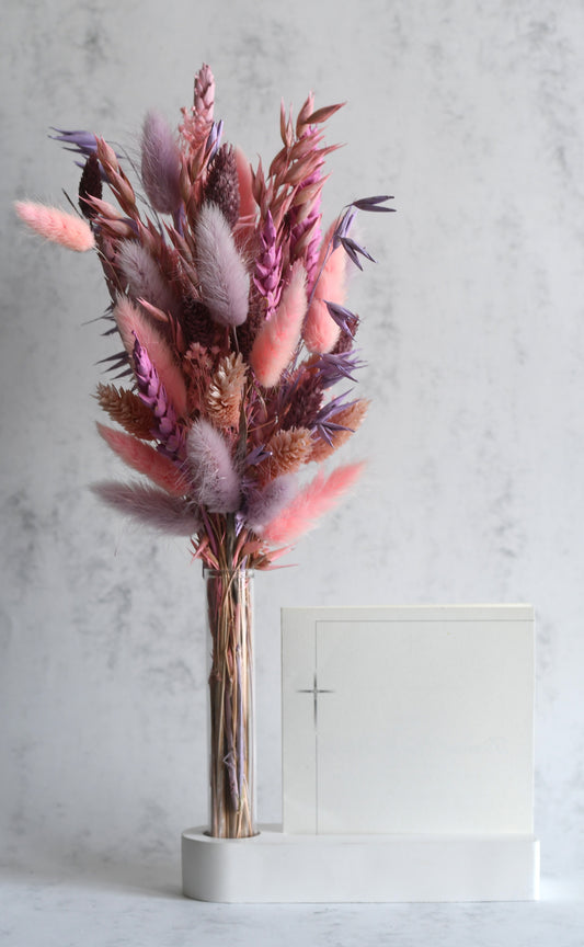 Novelle — herinneringshouder met droogbloemen en fotoplek