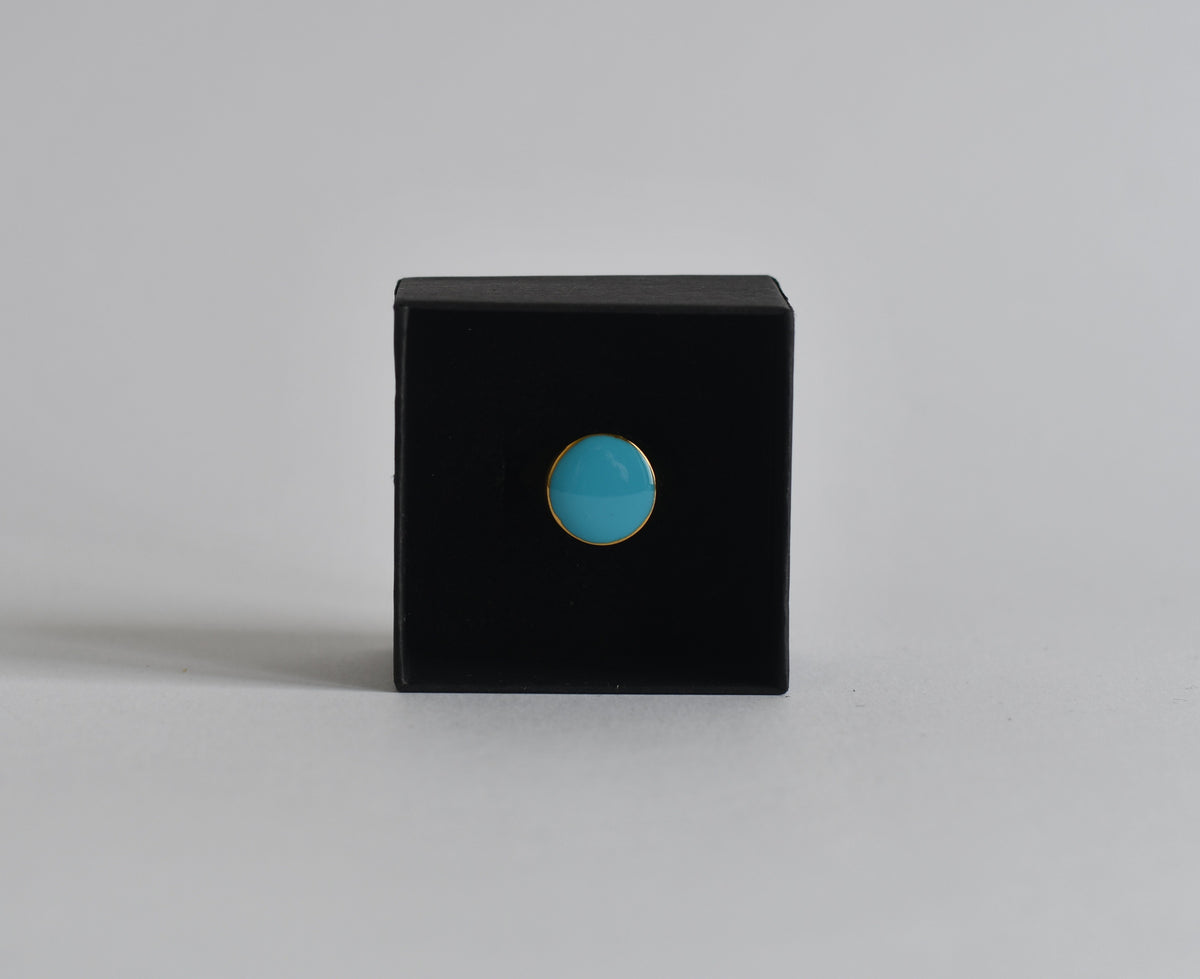 Ronde 18K vergulde ring met turquoise emaille