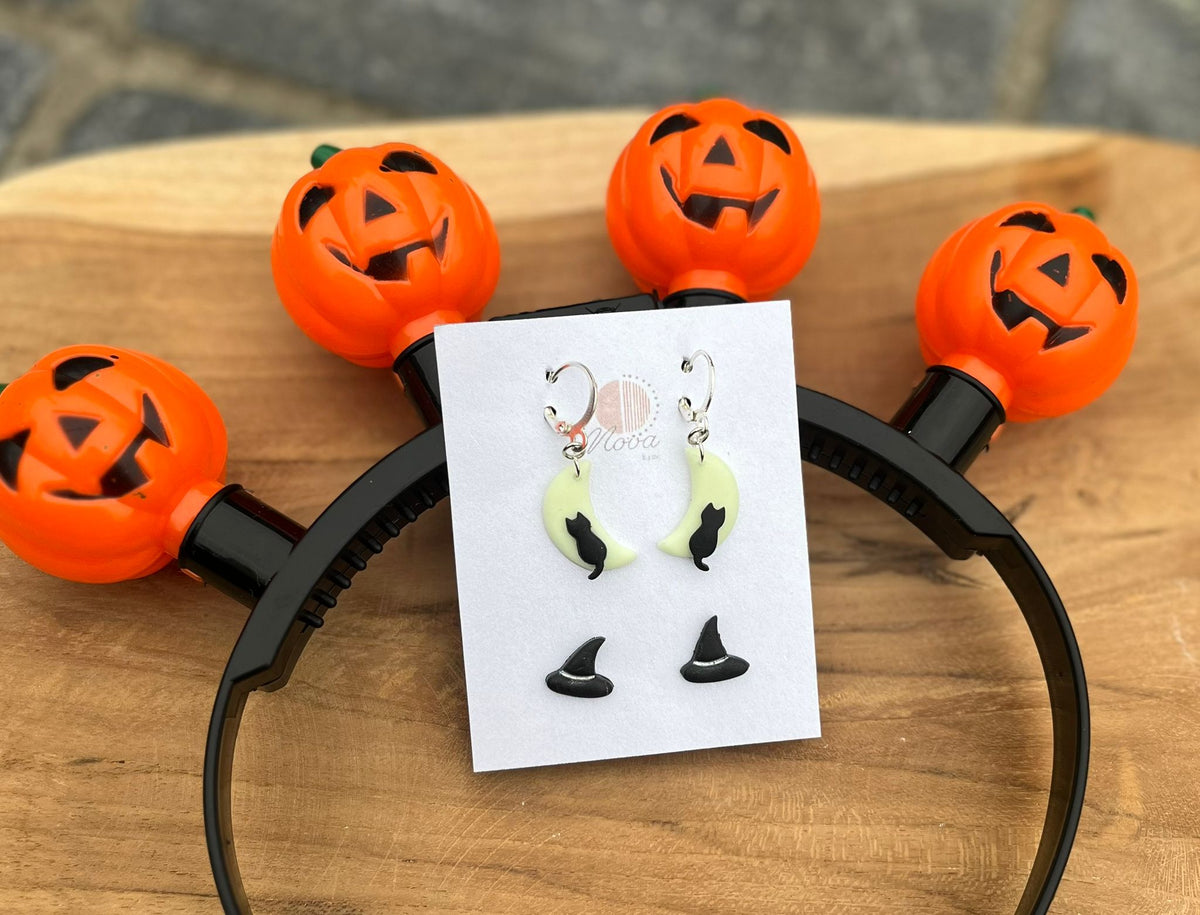 handgemaakte glow in the dark Halloween oorbellen – Nova by Evi