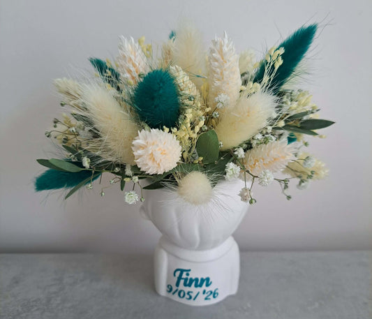 Petit monsieur ou petite fille personnalisé avec fleurs séchées