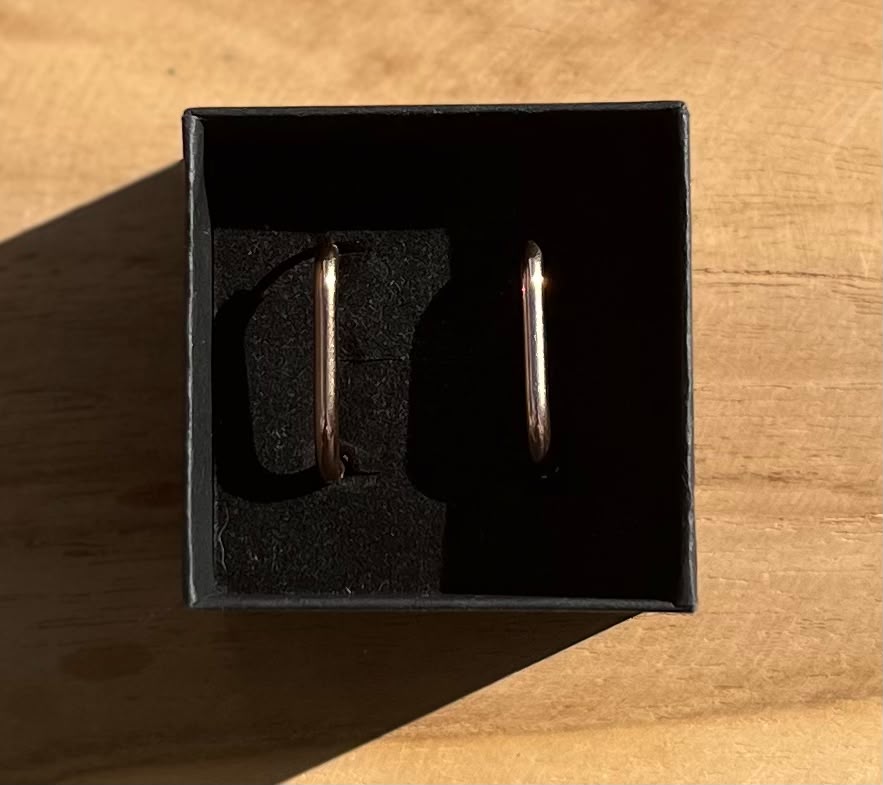 Créoles rectangulaires – Acier inoxydable 316L | Or 14K, argent, or rose & noir