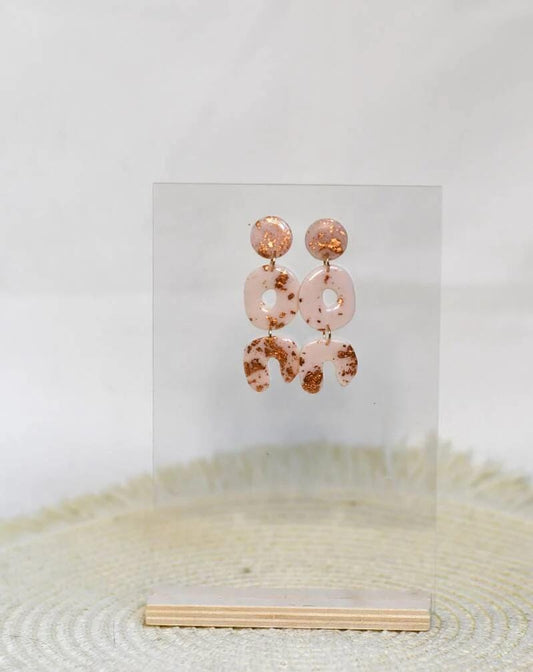 Amy - Geometrische Oorbellen Zeegroen of Blush
