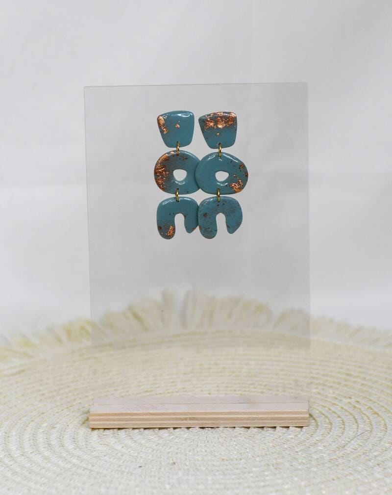 Amy - Geometrische Oorbellen Zeegroen of Blush